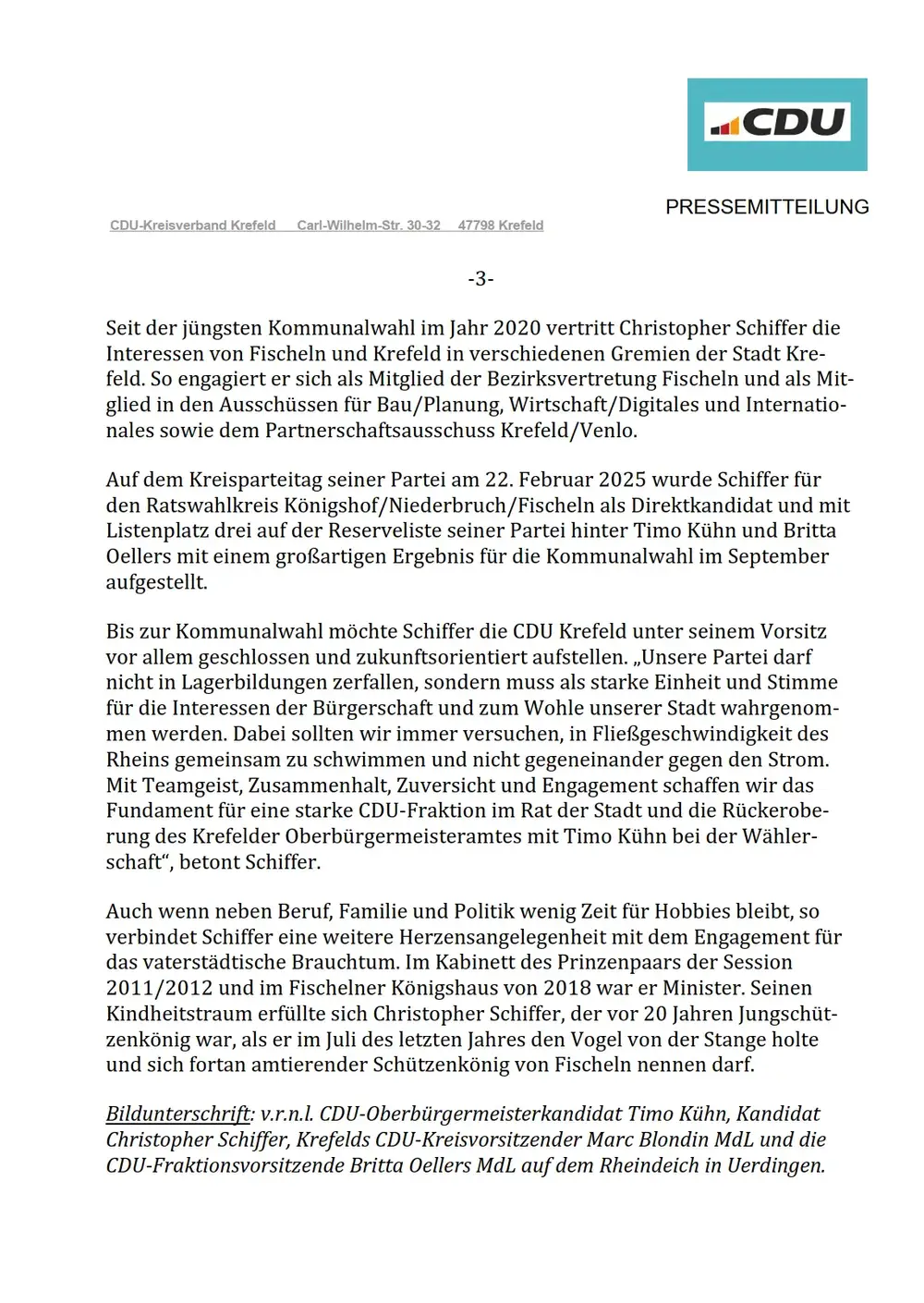 06.03.2025: Pressemitteilung zum Rückzug marc Blondins von der Parteispitze der CDU Krefeld Text der Pressemitteilung (Seite 3)