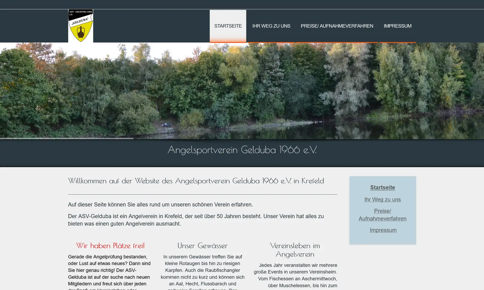 Webseite "Angelsportverein Gelduba" Screenshot von der Webseite "Angelsportverein Gelduba"