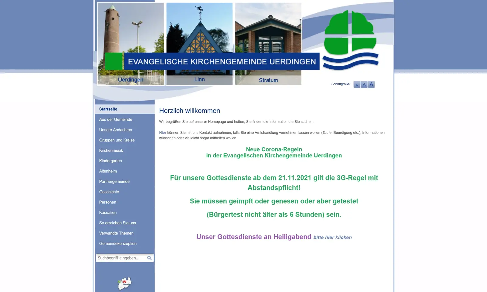Webseite "Evangelische Kirchengemeinde Uerdingen" Screenshot von der Webseite "Evangelische Kirchengemeinde Uerdingen"