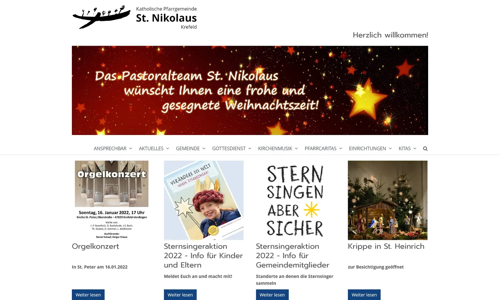 Webseite "katholische Kirche - St. Nikolaus Krefeld" Screenshot von der Webseite "katholische Kirche - St. Nikolaus Krefeld"