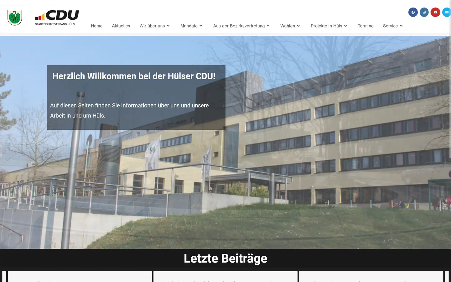 Onlineportal "CDU OV KR-Hüls" Screenshot von der Webseite "CDU OV KR-Hüls"