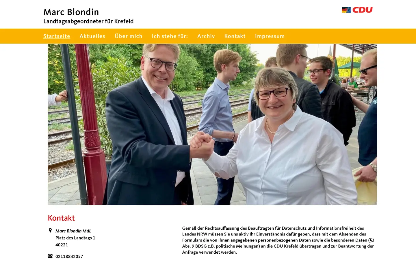 Website "Marc Blondin" Screenshot von der Webseite "Marc Blondin"